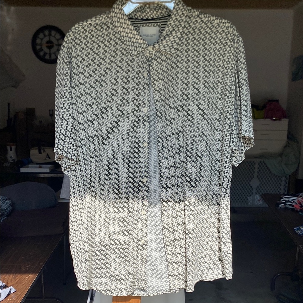 Denim & Flower Cream and Black Casual Button Down Shirt